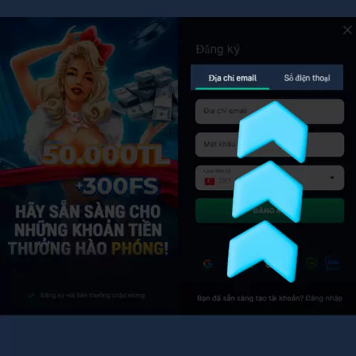 7slots'ta uygun bir kayıt yöntemi seçin